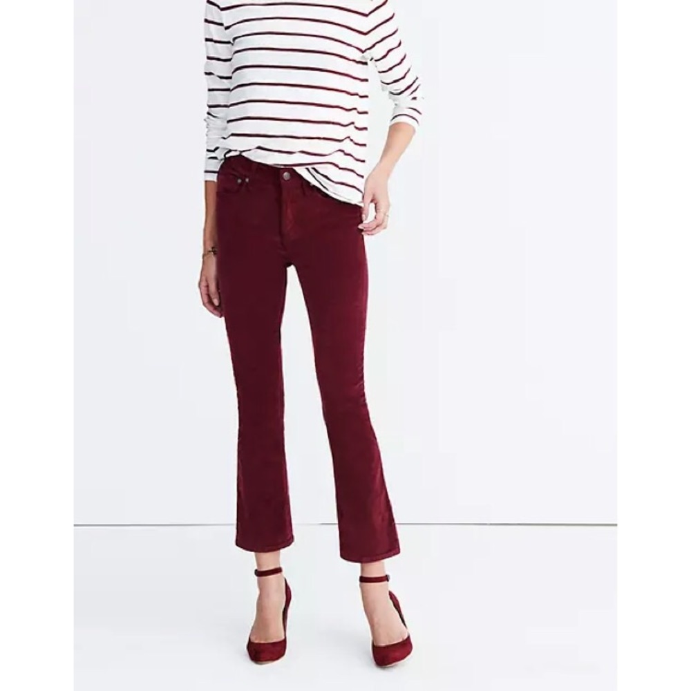Madewell Cali Demi-Boot Velvet Pants, Size 30.